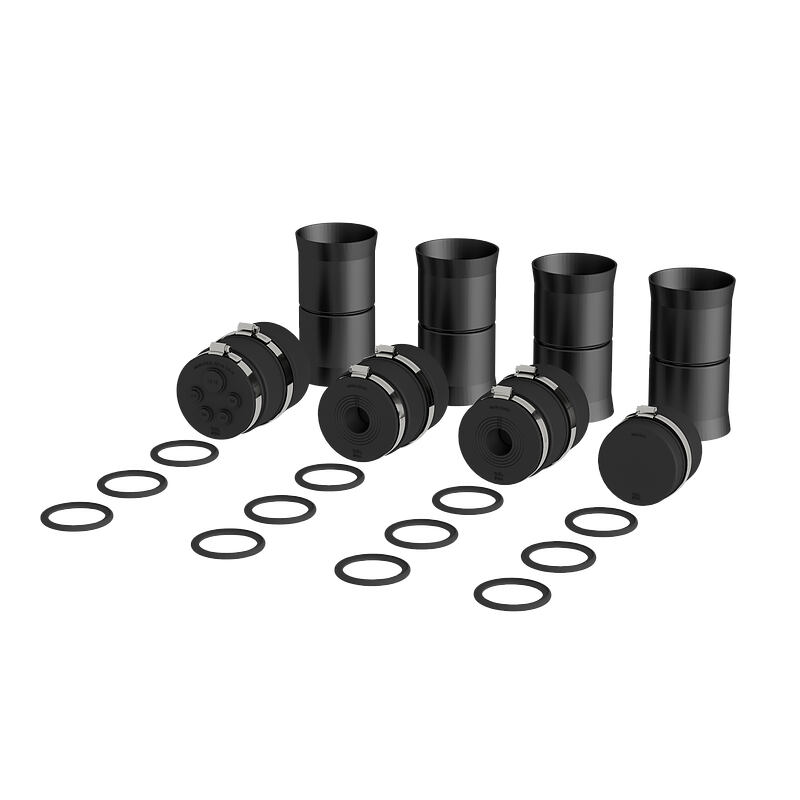 Sleeve cap and pipe connection set - for multi-line building entry systems (wall entries)